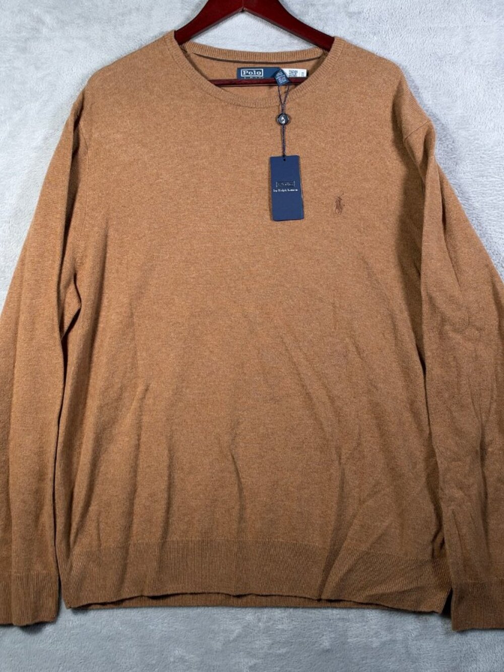 Polo Ralph Lauren Sweater Mens XXL Brown Crewneck Wool Knit Pullover $198